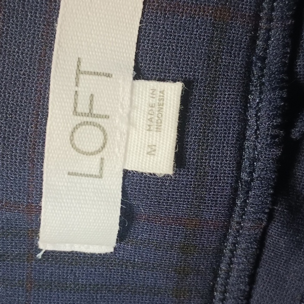 LOFT Dark Blue Petite Plaid Ponte Leggings - Picture 2 of 11